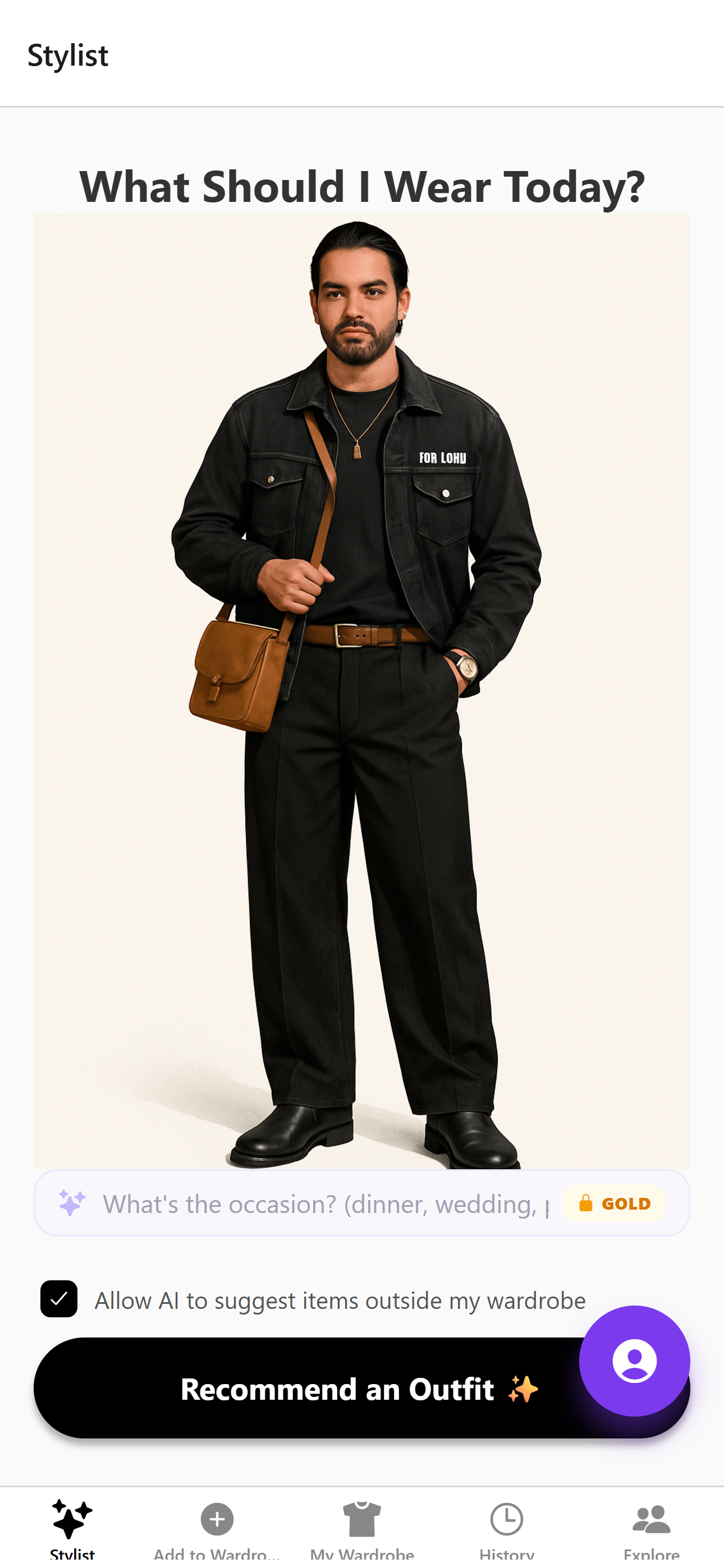 STIL App: AI avatar wearing recommended look