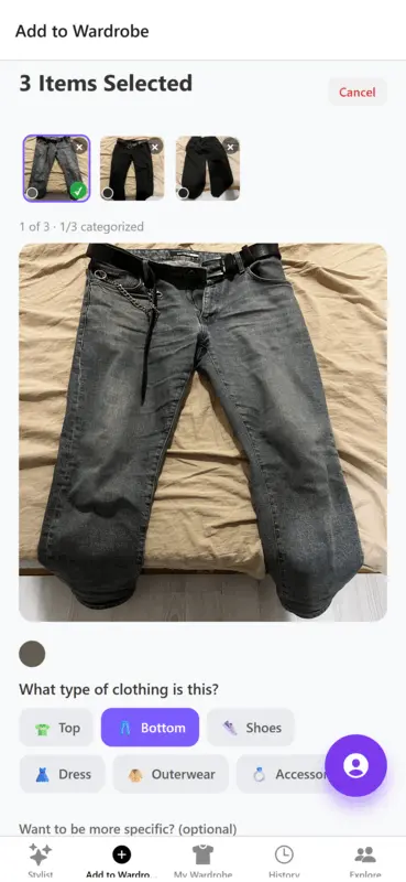 STIL App: Adding a grey jeans to wardrobe
